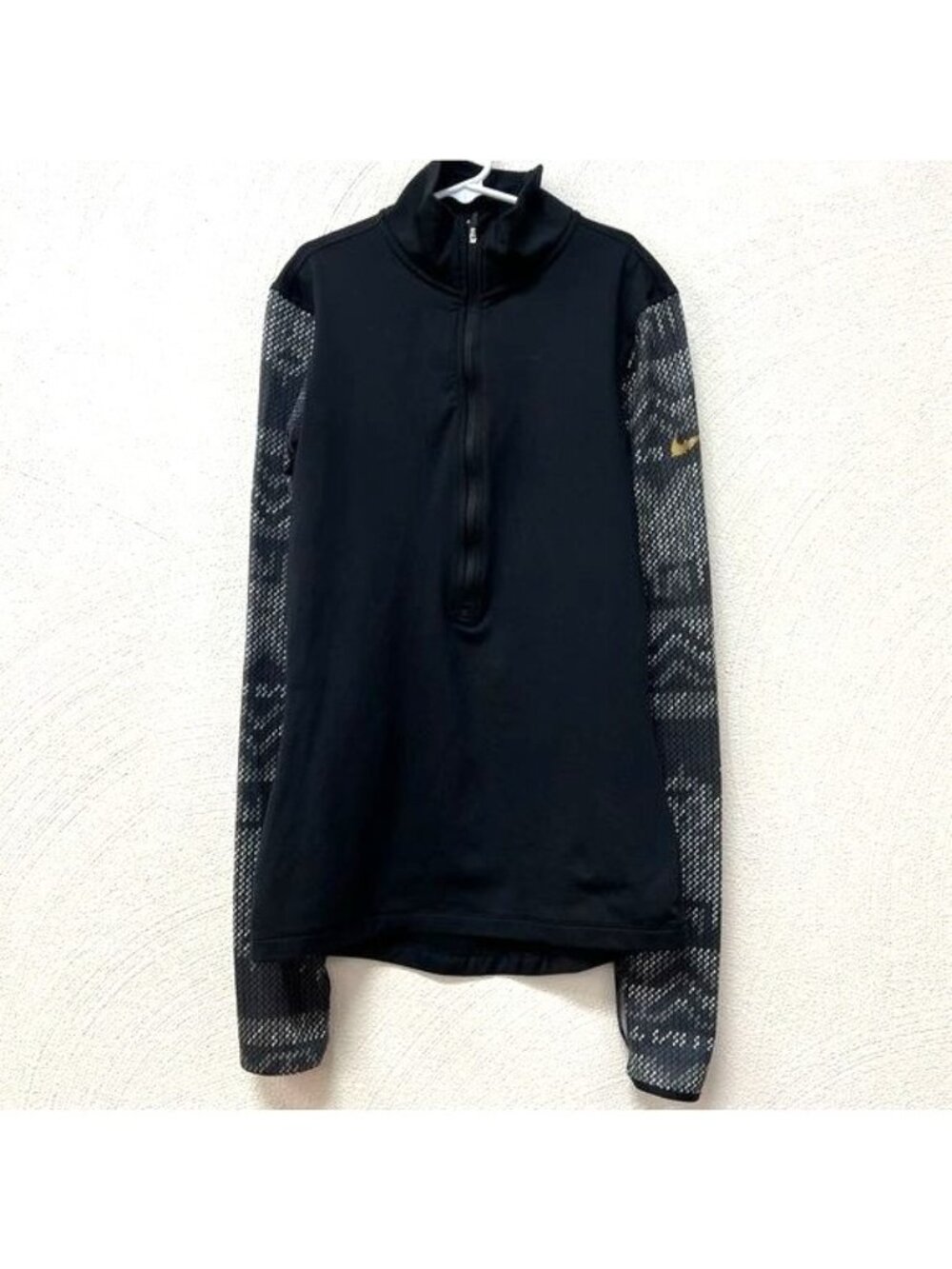 Nike Pro Dri-Fit 1/2 Zip Black & Gray Base Layer Long Sleeve Size XS